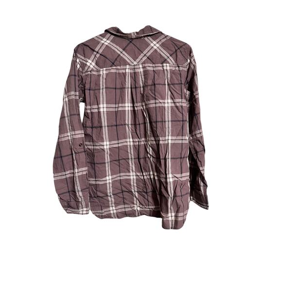 Carhartt Women's Shirt Button Up Roll Tab Sleeve Plaid Mauve Size Medium - Picture 2 of 7